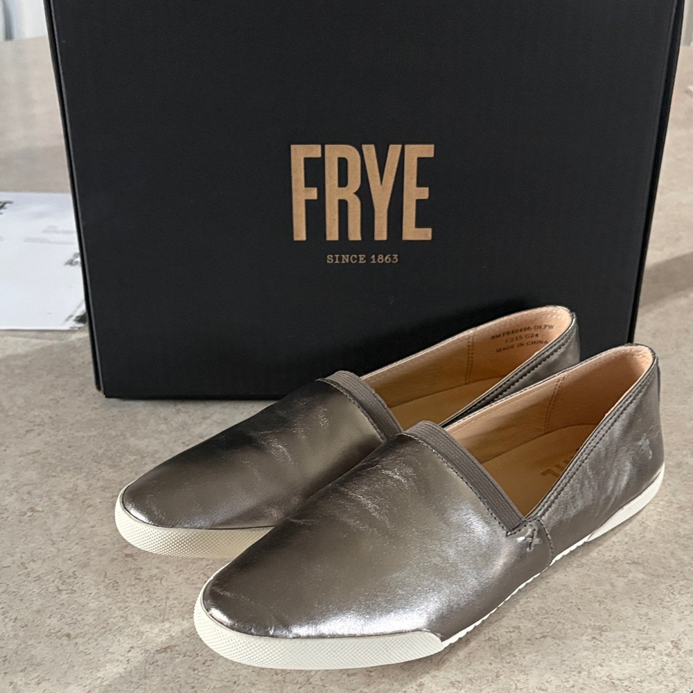 Melanie Frye Silver Slip-On Loafers